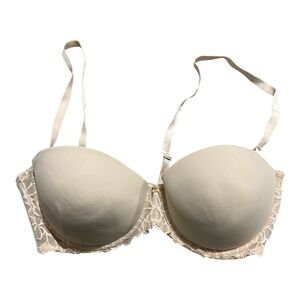 SO Intimates Beige Lace Trim Convertible Strapless Underwire Bra 38C ZG74B481R